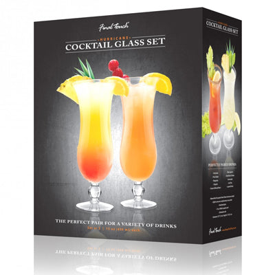 Final Touch Caesar Hurricane Glasses Set - 4pc With Recipe