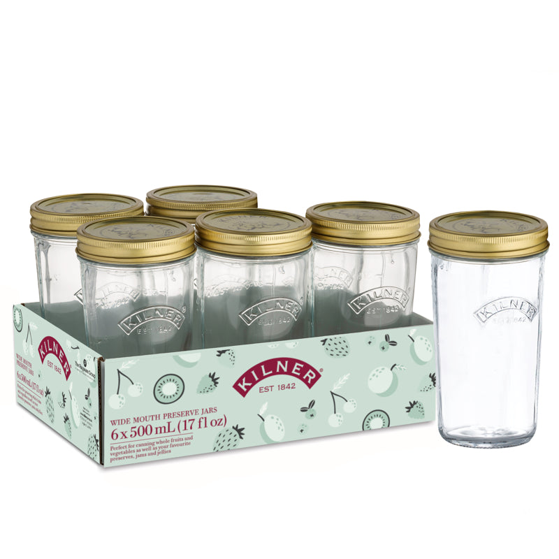 Kilner Wide-Mouth Preserve Jars-6 pack