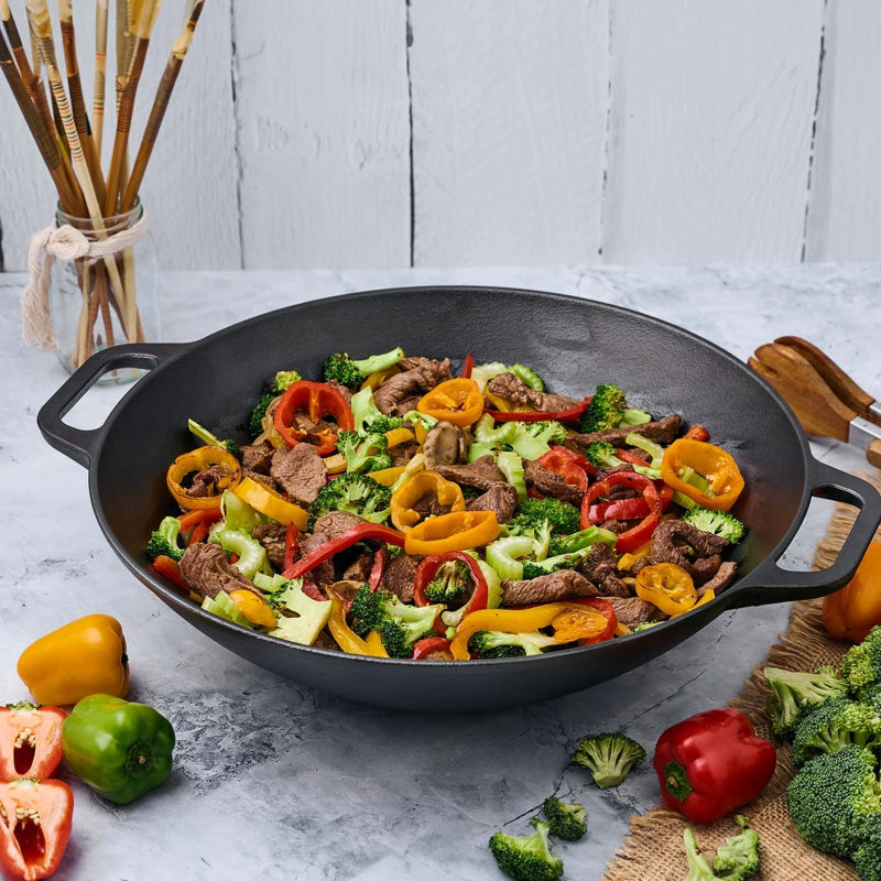 VICTORIA Cast Iron Wok-14&quot;