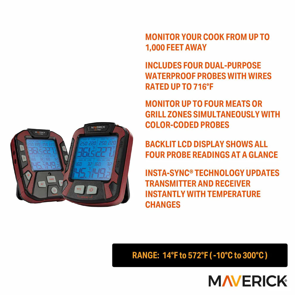 Maverick Extended Range Professional Wireless Thermometer, Four Probe