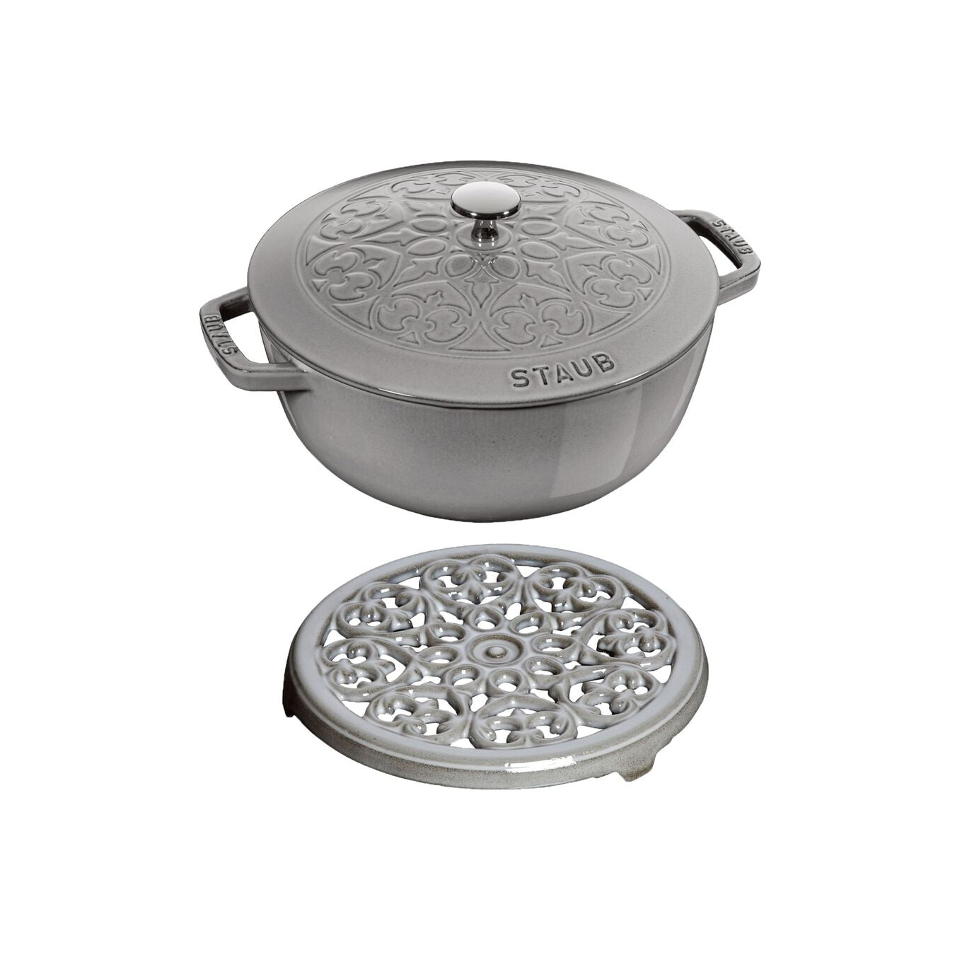 STAUB Lily Cocotte and Trivet-2 pc set