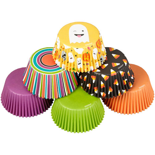 Cupcake Liners-Ghost Emoji and Stripes
