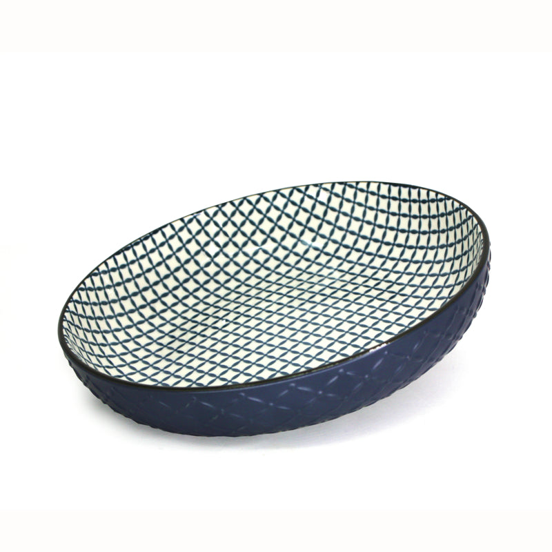 BIA Textured Shallow Bowl - Blue