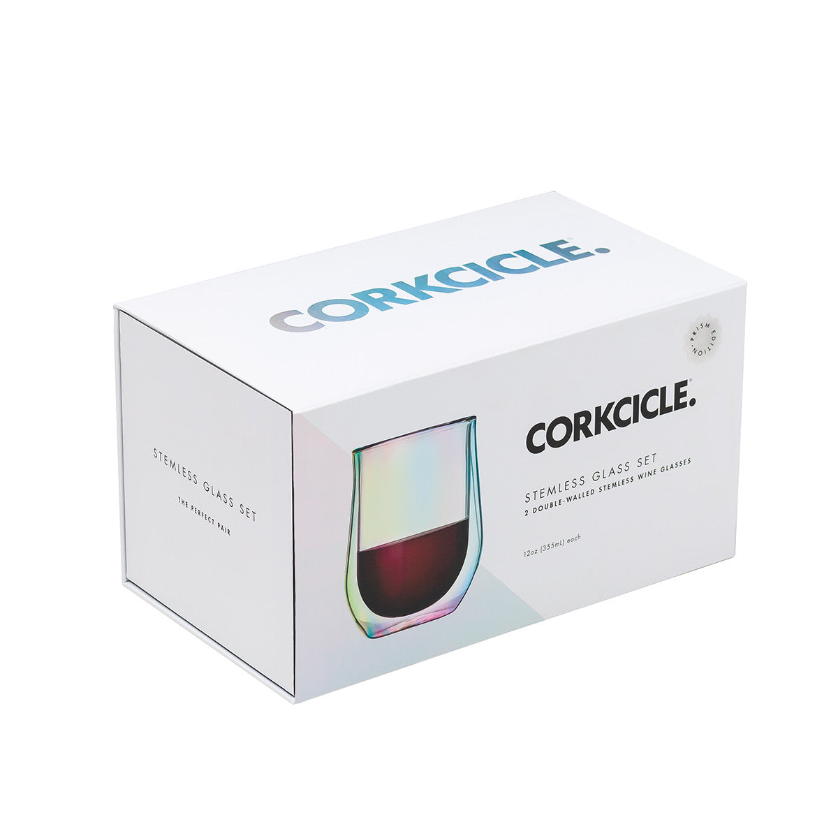 CORKCICLE - Glass Stemless Wine Prism 12 oz - set of 2